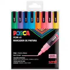 Material MARCADOR POSCA ESTUCHE 8 COLORES PURPURINA PC-3M/8C 182634671 44617