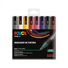 ESTUCHE 8 MARCADORES DE PINTURA UNI POSCA PC5M OSCUROS 182634809