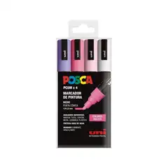 ESTUCHE 4 MARCADORES DE PINTURA UNI POSCA PC5M DULCES 182634852