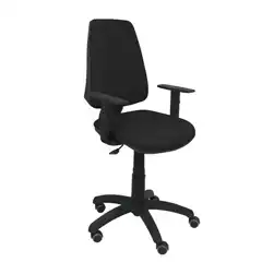 SILLA ELCHE CP BALI NEGRO BRAZOS REGULABLES RUEDAS DE PARQUET 14CPBALI840B10RP PIQUERAS Y CRESPO