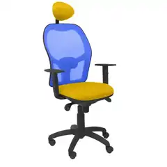 SILLA JORQUERA MALLA AZUL ASIENTO BALI AMARILLO CON CABECERO FIJO 15SABALI100C PIQUERAS Y CRESPO