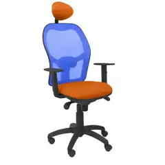 SILLA JORQUERA MALLA AZUL ASIENTO BALI NARANJA CON CABECERO FIJO