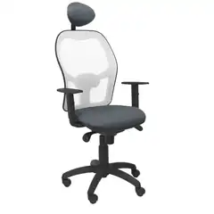 SILLA JORQUERA MALLA BLANCA ASIENTO BALI GRIS OSCURO CON CABECERO FIJO 15SBBALI600C PIQUERAS Y CRESPO