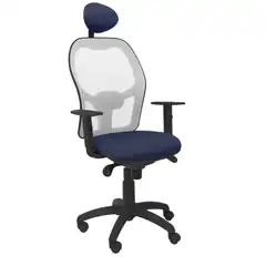 SILLA JORQUERA MALLA GRIS ASIENTO BALI AZUL MARINO CON CABECERO FIJO 15SGRBALI200C PIQUERAS Y CRESPO