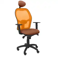 SILLA JORQUERA MALLA NARANJA ASIENTO BALI MARRÓN CON CABECERO FIJO