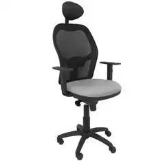 SILLA JORQUERA MALLA NEGRA ASIENTO BALI GRIS CLARO CON CABECERO FIJO 15SNBALI40C PIQUERAS Y CRESPO