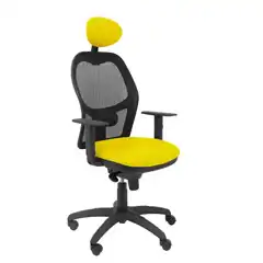 SILLA JORQUERA MALLA NEGRA ASIENTO SIMILPIEL AMARILLO CON CABECERO FIJO 15SNSPAMC PIQUERAS Y CRESPO