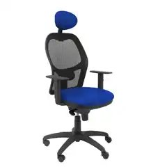 SILLA JORQUERA MALLA NEGRA ASIENTO SIMILPIEL AZUL CON CABECERO FIJO 15SNSPAZC PIQUERAS Y CRESPO