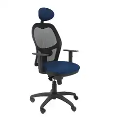 SILLA JORQUERA MALLA NEGRA ASIENTO SIMILPIEL AZUL MARINO CON CABECERO FIJO 15SNSPAZMC PIQUERAS Y CRESPO
