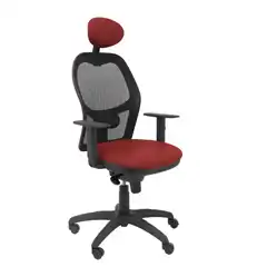 SILLA JORQUERA MALLA NEGRA ASIENTO SIMILPIEL GRANATE CON CABECERO FIJO 15SNSPGRAC PIQUERAS Y CRESPO
