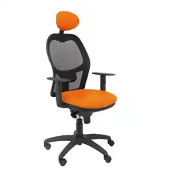 SILLA JORQUERA MALLA NEGRA ASIENTO SIMILPIEL NARANJA CON CABECERO FIJO 15SNSPNAC PIQUERAS Y CRESPO