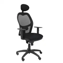 SILLA JORQUERA MALLA NEGRA ASIENTO SIMILPIEL NEGRO CON CABECERO FIJO 15SNSPNEC PIQUERAS Y CRESPO