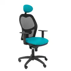 SILLA JORQUERA MALLA NEGRA ASIENTO SIMILPIEL VERDE CON CABECERO FIJO 15SNSPVEC PIQUERAS Y CRESPO