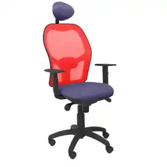 SILLA JORQUERA MALLA ROJA ASIENTO BALI AZUL CLARO CON CABECERO FIJO