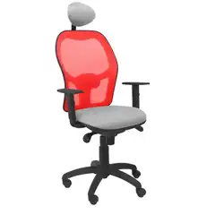 SILLA JORQUERA MALLA ROJA ASIENTO BALI GRIS CLARO CON CABECERO FIJO
