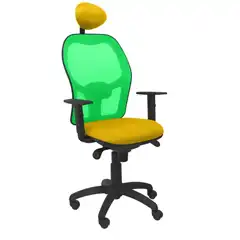 SILLA JORQUERA MALLA VERDE ASIENTO BALI AMARILLO CON CABECERO FIJO