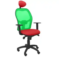 SILLA JORQUERA MALLA VERDE ASIENTO BALI ROJO CON CABECERO FIJO