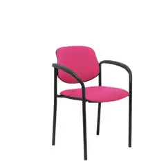 SILLA FIJA VILLALGORDO SIMILPIEL ROSA CHASIS NEGRO CON BRAZOS 27NSPRSCB PIQUERAS Y CRESPO