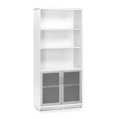 KIT STORE 195x90x45 ARMARIOS DE MELAMINA CON PUERTAS DE CRISTAL (SIN TECHO) BLANCA/PUERTAS CRISTAL ROCADA