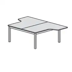 KIT MESA EXECUTIVE CON FORMA DE L 160x163x240 CROMADO / GRIS ROCADA
