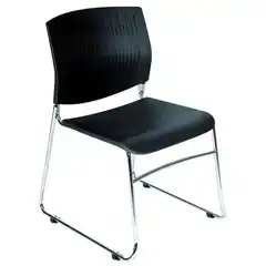 SILLA CONFIDENTE ESTRUCTURA CROMADA / ASIENTO Y RESPALDO PLASTICO NEGRO ROCADA