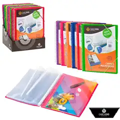 Material CARPETA CARCHIVO 40 FUNDAS ESPIRAL CANGURO PP A4 PERSONALIZABLE CON GOMA VERDE (8540KG21)
