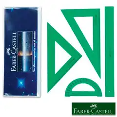 CONJUNTO FABER CASTELL ESCUADRA Y CARTABON 25 CM., REGLA 30 CM. Y SEMICIRCULO 13 CM. (65021)