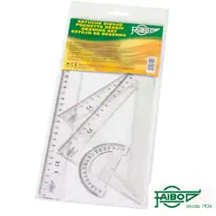 Material SET DE DIBUJO FAIBO (REGLA 30 CM., ESCUADRA, CARTABON 25 CM. Y SEMICIRCULO 9 CM.) (804)