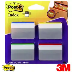 Material INDEX POST-IT RIGIDO INCLINADOS GRANDES COLORES: VERDE, AZUL, AMARILLO Y ROJO 3M (70071355427)