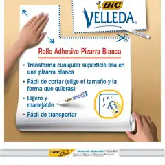 Material ROLLO ADHESIVO VELLEDA PARA PIZARRA BLANCA 67,5 X 100 CM. + ROTULADOR PUNTA MEDIA (920292)