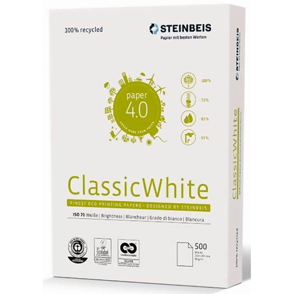 PAPEL STEINBEIS RECICLADO CLASSIC WHITE A4 80 GRS. (0501160) PAPEL STEINBEIS RECICLADO CLASSIC WHITE A4 80 GRS. (0501160)