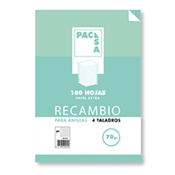 RECAMBIO PACSA Fº 100 HOJAS MULTITALADRO CDLA. 4x4 CON MARGEN 70 GRS. (21221) RECAMBIO PACSA Fº 100 HOJAS MULTITALADRO CDLA. 4x4 CON MARGEN 70 GRS. (21221)