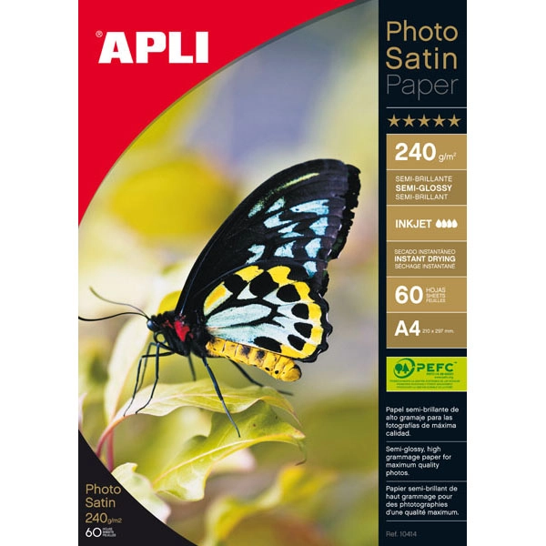 PAPEL FOTOGRAFICO PHOTO SATIN 240G 60H A4 APLI T10414 PAPEL FOTOGRAFICO PHOTO SATIN 240G 60H A4 APLI T10414