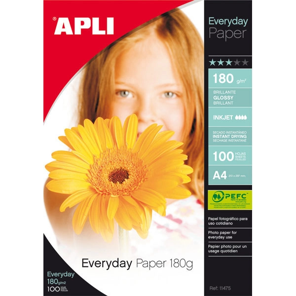 PAPEL GLOSSY APLI A4 EVERYDAY PAPER 180 GR. 100 HOJAS (11475) PAPEL GLOSSY APLI A4 EVERYDAY PAPER 180 GR. 100 HOJAS (11475)