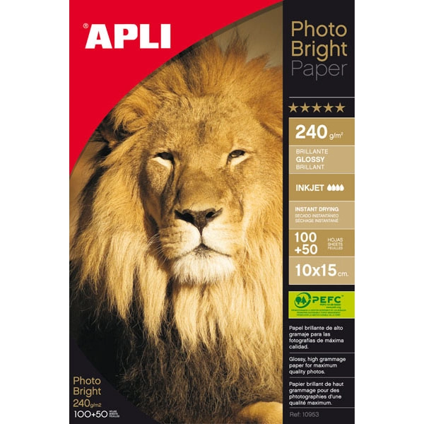 PAPEL PHOTO APLI BRIGHT PRO 240 GR. 10X15 CM. 150 HOJAS (11504) PAPEL PHOTO APLI BRIGHT PRO 240 GR. 10X15 CM. 150 HOJAS (11504)