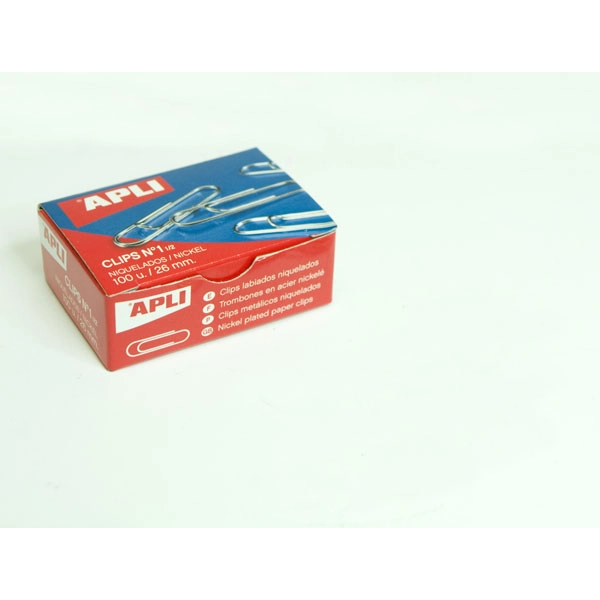 CLIPS APLI NIQUELADOS Nº 1,5 26 MM. CAJA DE 100 UDS. (11710) CLIPS APLI NIQUELADOS Nº 1,5 26 MM. CAJA DE 100 UDS. (11710)