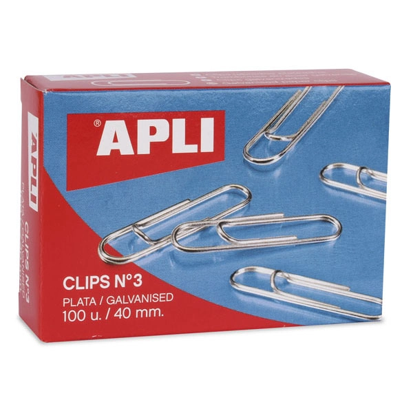 CLIPS APLI NIQUELADOS Nº 3 40 MM. CAJA DE 100 UDS. (11712) CLIPS APLI NIQUELADOS Nº 3 40 MM. CAJA DE 100 UDS. (11712)