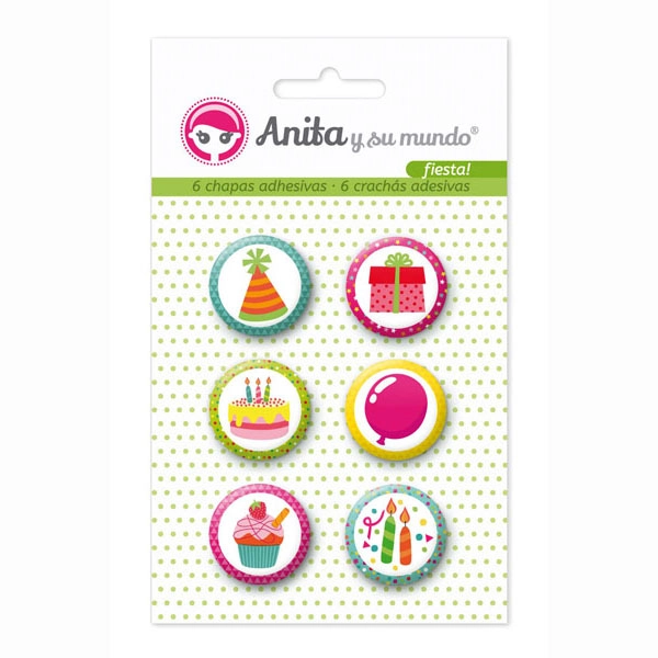 PACK6 CHAPAS ADHES. FIESTA! 25MM GRAFOPLAS REF.37010213 PACK6 CHAPAS ADHES. FIESTA! 25MM GRAFOPLAS REF.37010213