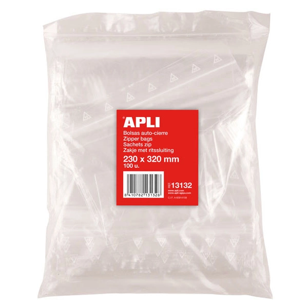 BOLSAS AUTOCIERRE 180 X250 MM. PQ. 100 BOLSAS APLI (13131) BOLSAS AUTOCIERRE 180 X250 MM. PQ. 100 BOLSAS APLI (13131)