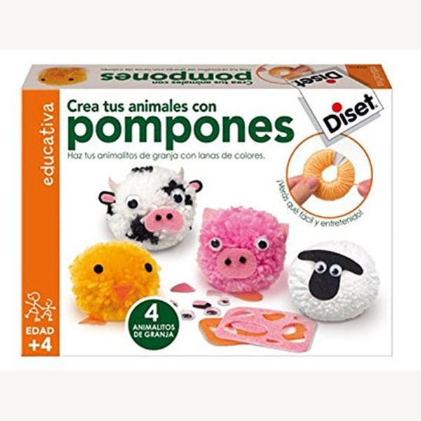 JUEGO DISET DIDACTICO CREA ANIMALES CON POMPONES 62801 JUEGO DISET DIDACTICO CREA ANIMALES CON POMPONES 62801