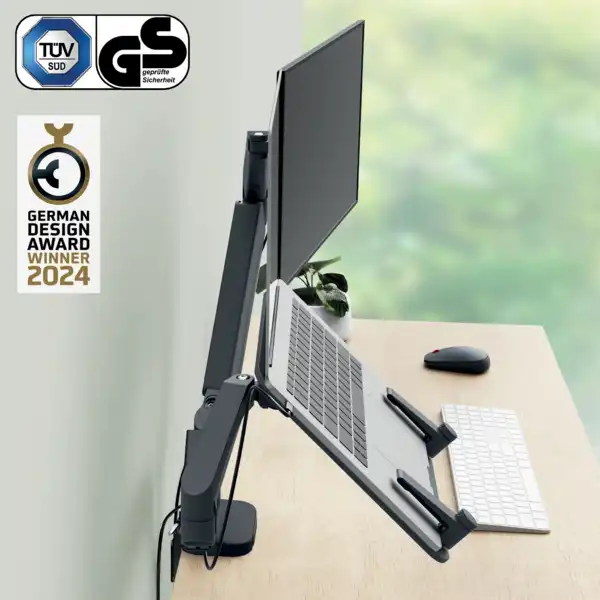 BRAZO DUAL PARA MONITOR Y PORTÁTIL LEITZ ERGO SPACESAVING 65380089 BRAZO DUAL PARA MONITOR Y PORTÁTIL LEITZ ERGO SPACESAVING 65380089