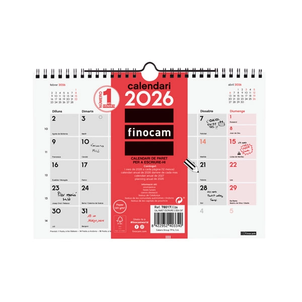 CALENDARI PARET ESRIURE S FINOCAM 780170026 CALENDARI PARET ESRIURE S FINOCAM 780170026