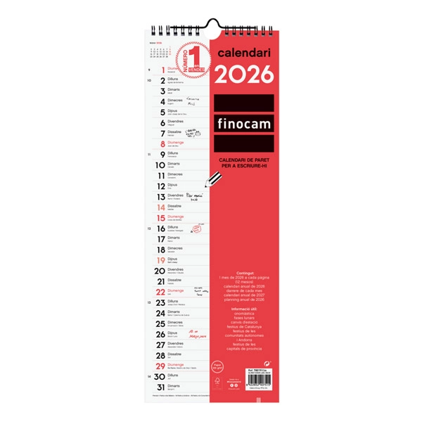 CALENDARI PARET ESCRIURE LLARG FINOCAM 780190026 CALENDARI PARET ESCRIURE LLARG FINOCAM 780190026