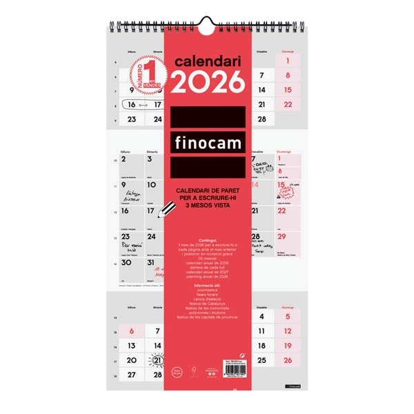 CALENDARI PARET ESCRIURE 3MESES VISTA FINOCAM 781590026 CALENDARI PARET ESCRIURE 3MESES VISTA FINOCAM 781590026