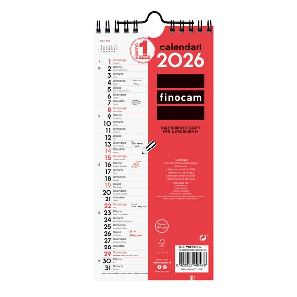 CALENDARI PARET ESCRIURE LLARG S FINOCAM 782070026 CALENDARI PARET ESCRIURE LLARG S FINOCAM 782070026