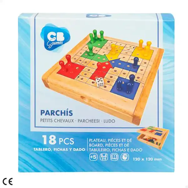 JUEGO VIAJE MADERA PARCHIS 14X14X2.5 CB GAME 8412842475922 AZETA