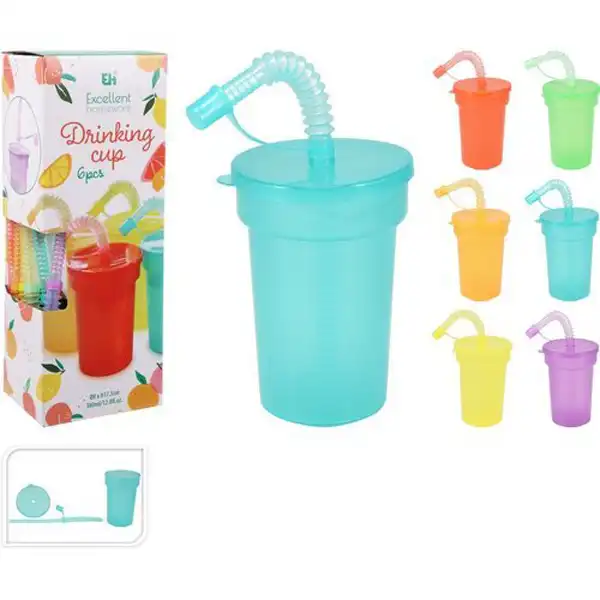 SET DE 6 VASOS CON TAPA Y PAJITA KOOPMAN AZETA 101004490 SET DE 6 VASOS CON TAPA Y PAJITA KOOPMAN AZETA 101004490