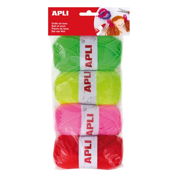 PACK OVILLOS DE LANA TONOS FLUOR 4U.50G. APLI REF. 14093 PACK OVILLOS DE LANA TONOS FLUOR 4U.50G. APLI REF. 14093