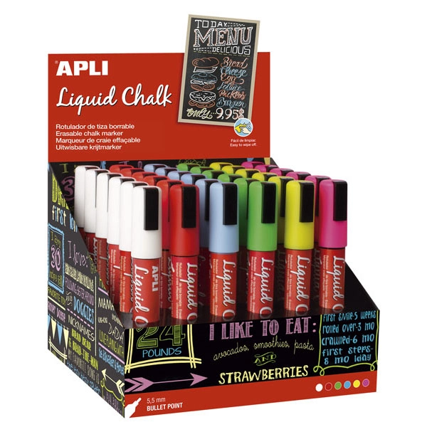 EXPOSITOR LIQUID CHALK P.REDONDA 5,5MM 36U APLI REF. 16648 EXPOSITOR LIQUID CHALK P.REDONDA 5,5MM 36U APLI REF. 16648