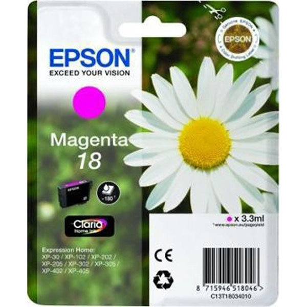 EPSON Nº18 (C13T18034012) TINTA ORIGINAL MAGENTA 21580 EPSON Nº18 (C13T18034012) TINTA ORIGINAL MAGENTA 21580